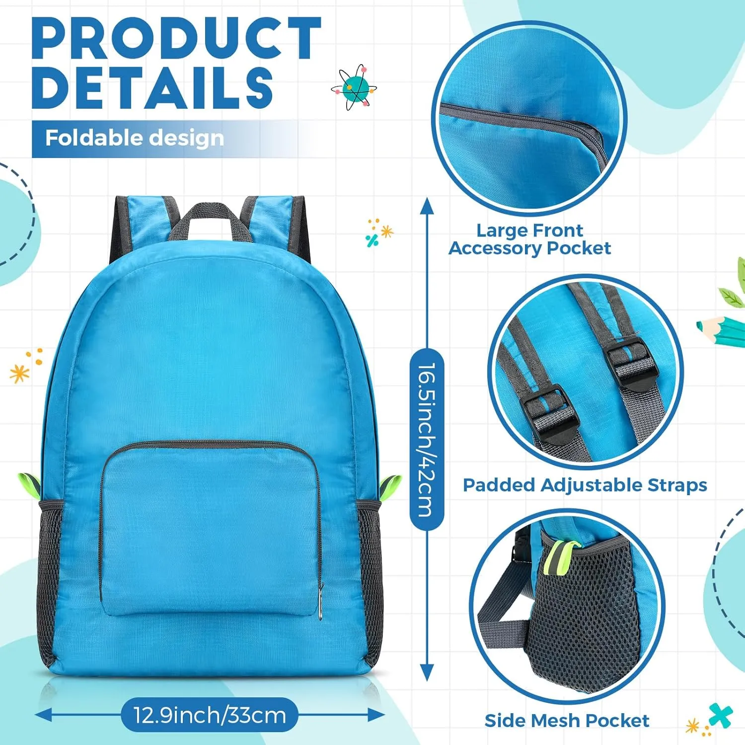 Eccliy 50 Pack Backpacks in Bulk 17 Inches Wholesale Back Pack Basic Backpack for adult Lightweight Outdoor Travel Bookbags(Blue)