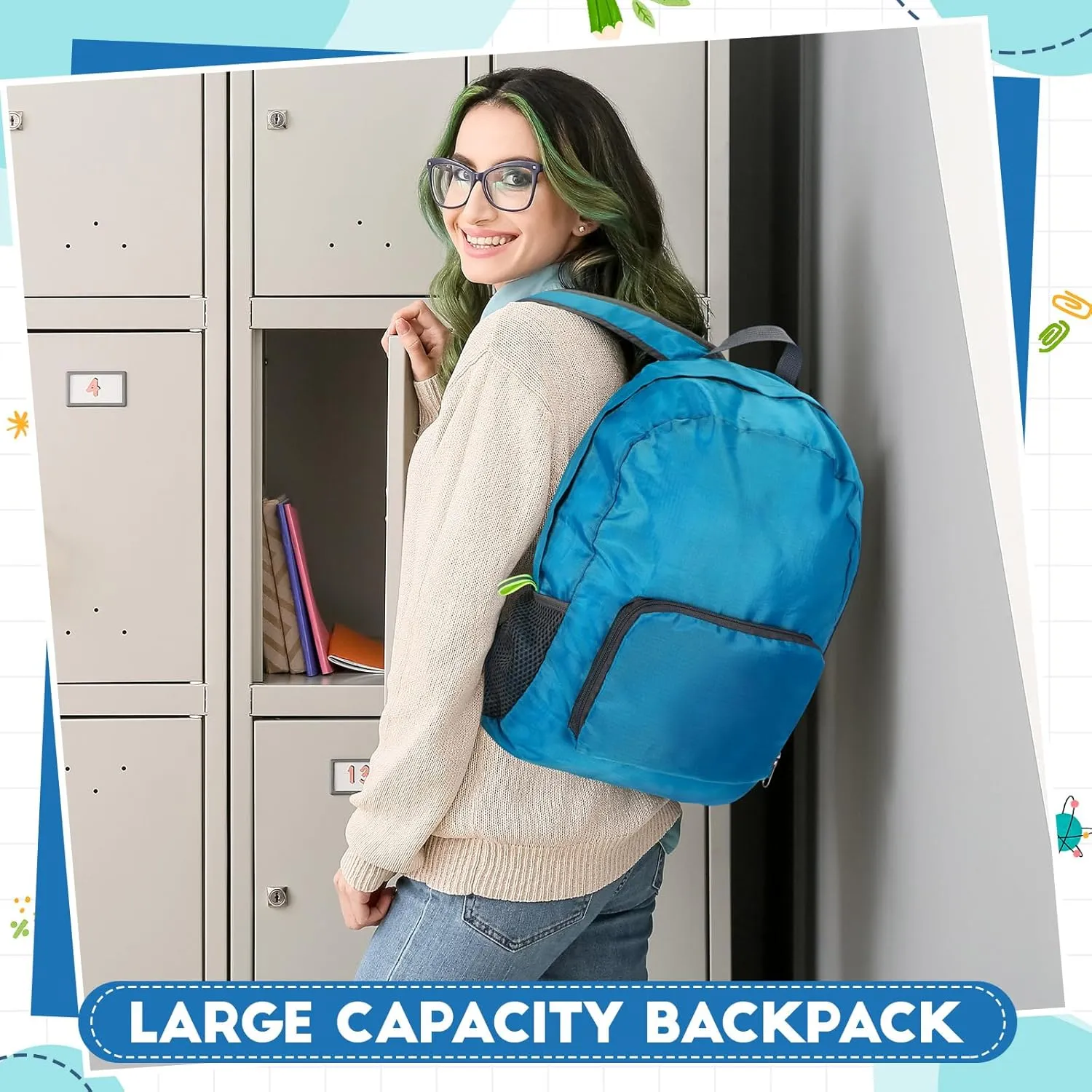 Eccliy 50 Pack Backpacks in Bulk 17 Inches Wholesale Back Pack Basic Backpack for adult Lightweight Outdoor Travel Bookbags(Blue)