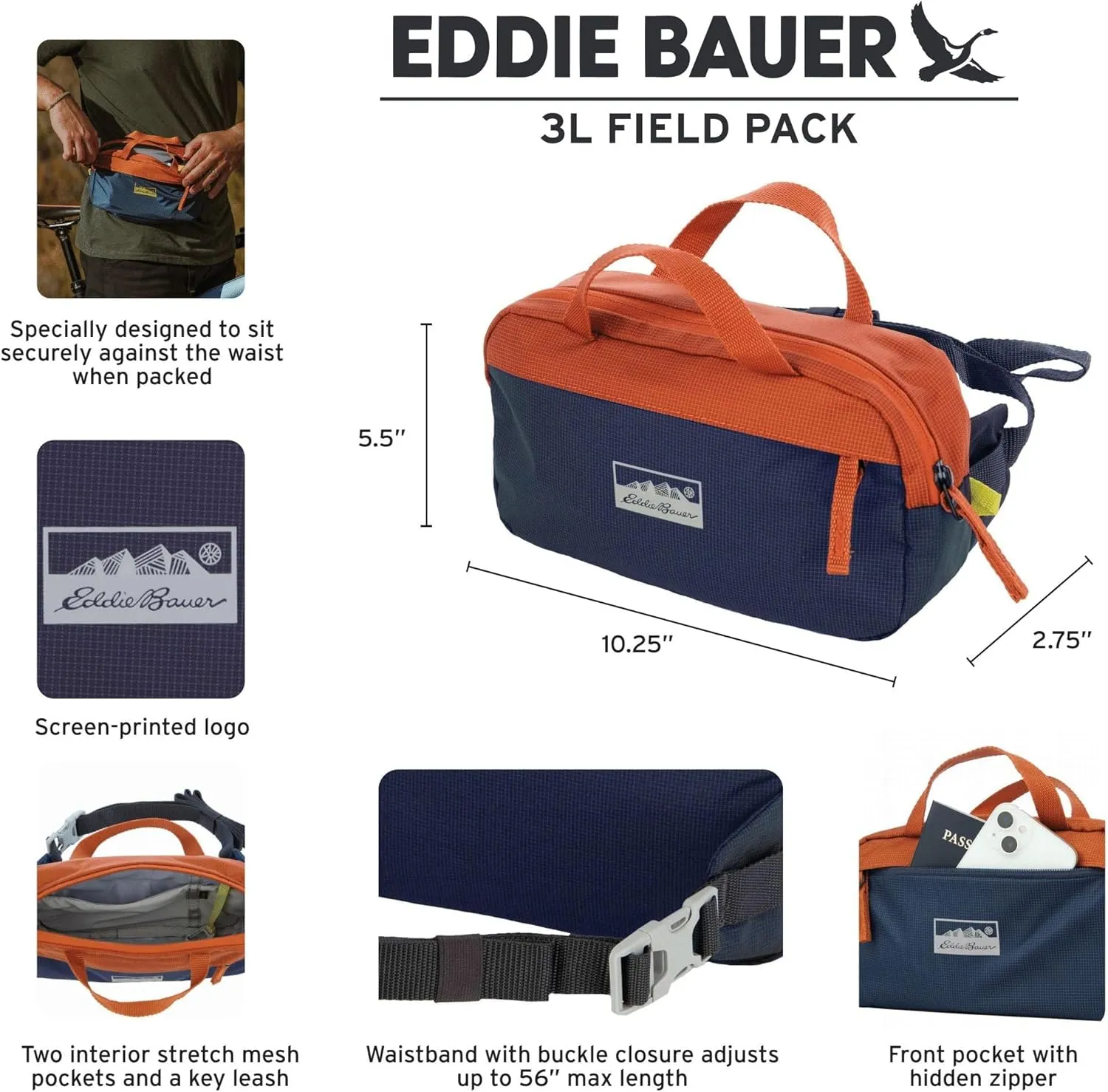 Eddie Bauer 3L Field Pack with Adjustable Waistband