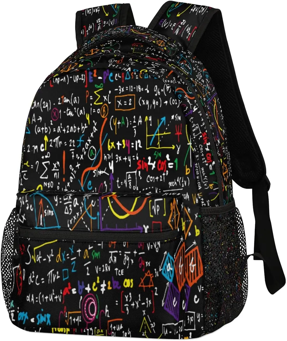 Educational Math Formula Backpack for Girls Boys Kids 16inch Laptop Backpacks Lightweight Waterproof School Bookbag Travel Daypack Computer College Bag Gym Rucksack for Work School Women Men