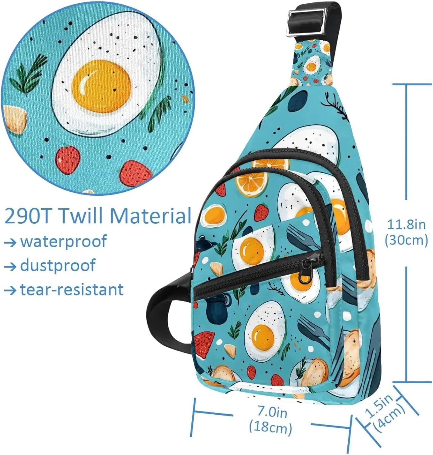 eggs breakfast (2) Sling Bag for Women Travel Shoulder Bag Chest Bag
