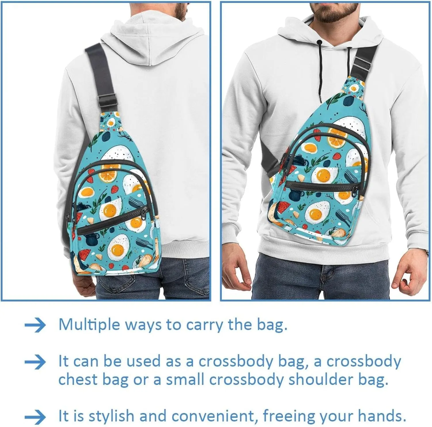 eggs breakfast (2) Sling Bag for Women Travel Shoulder Bag Chest Bag