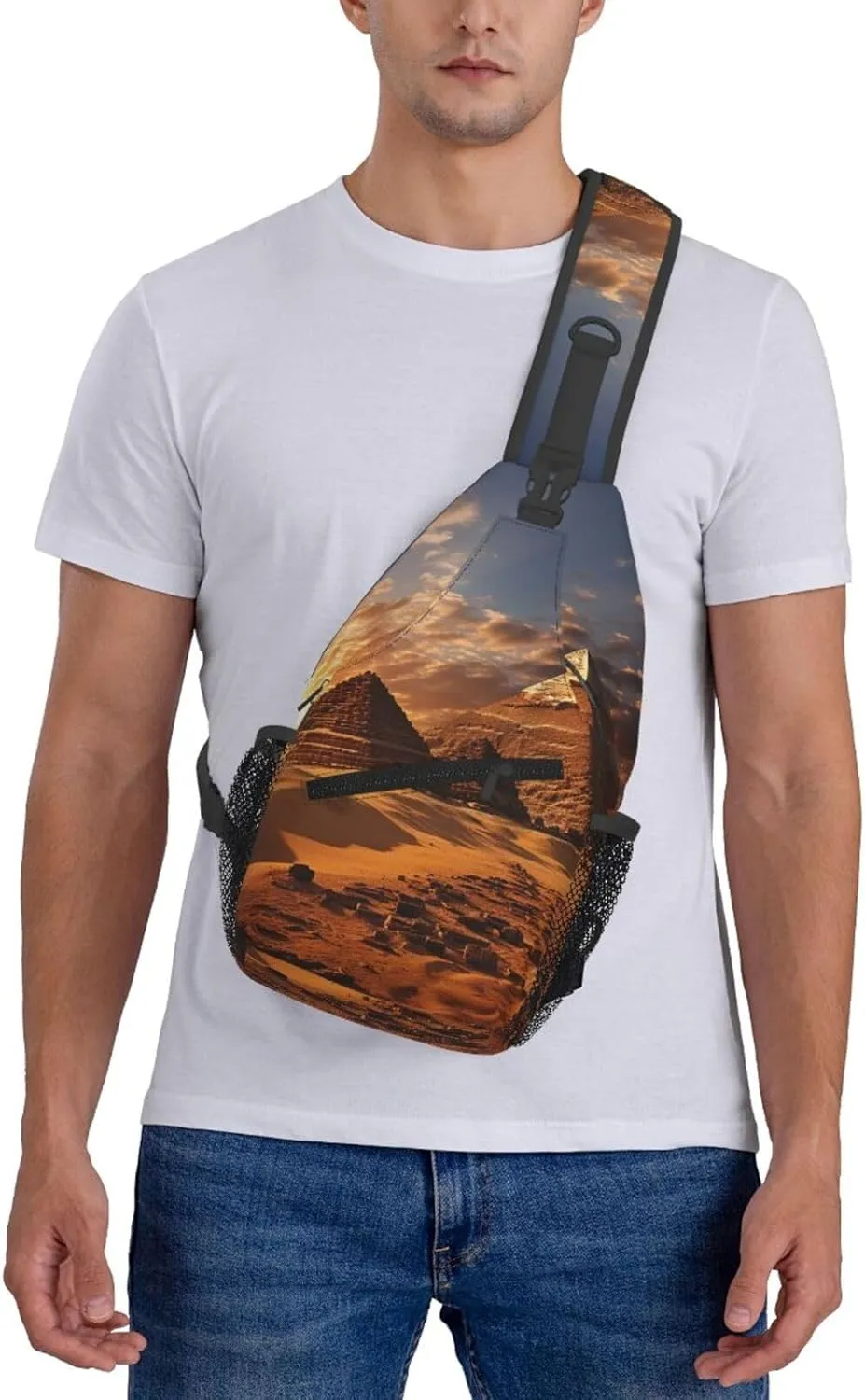 Egyptian Pyramids Sling Bag Backpack For Men Cross Chest Bag Crossbody Shoulder Bag Travel Hiking Daypack