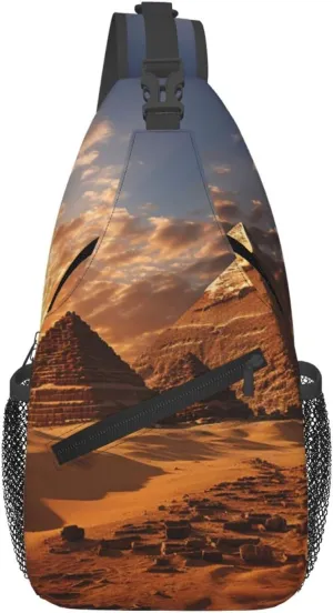 Egyptian Pyramids Sling Bag Backpack For Men Cross Chest Bag Crossbody Shoulder Bag Travel Hiking Daypack