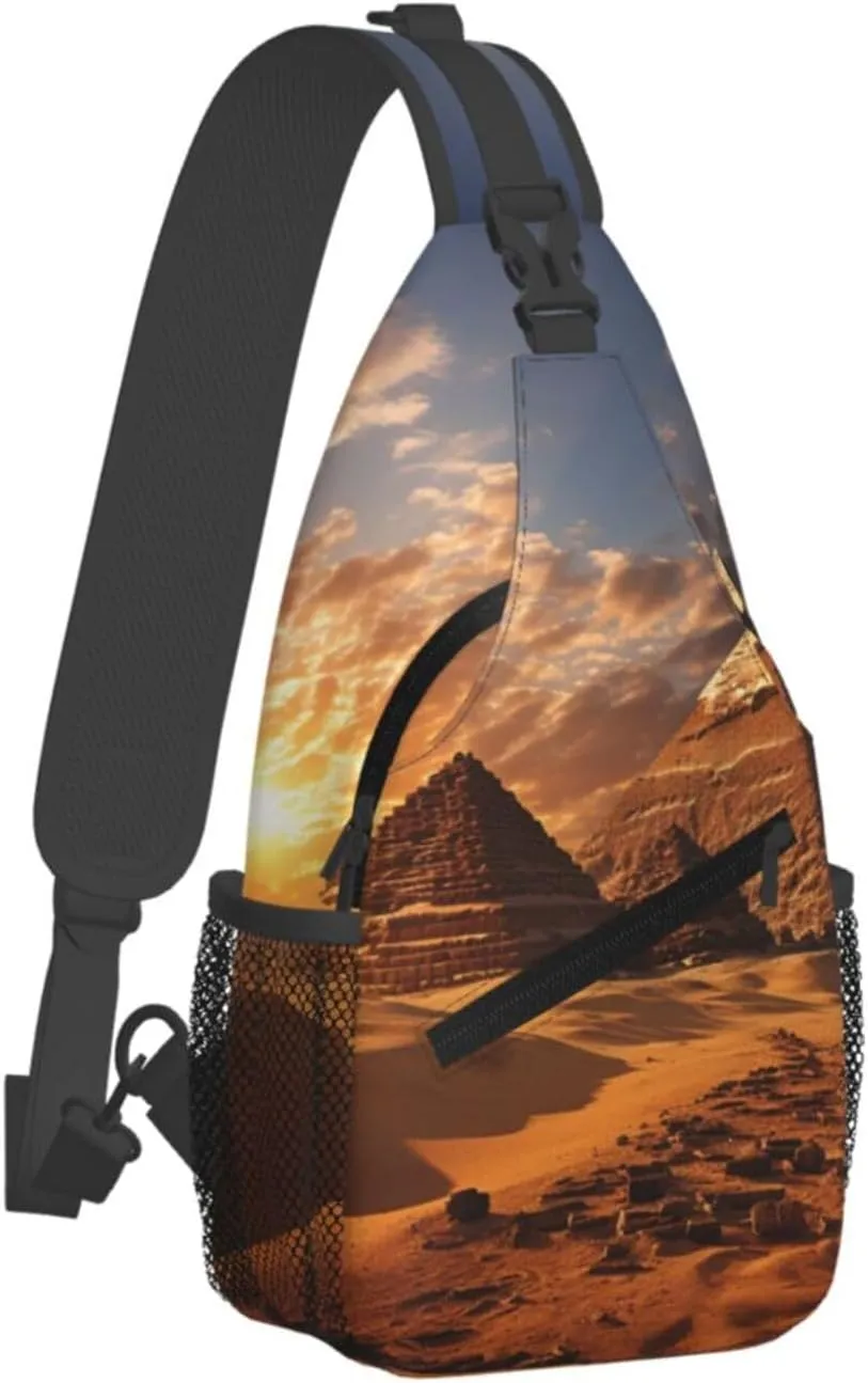 Egyptian Pyramids Sling Bag Backpack For Men Cross Chest Bag Crossbody Shoulder Bag Travel Hiking Daypack