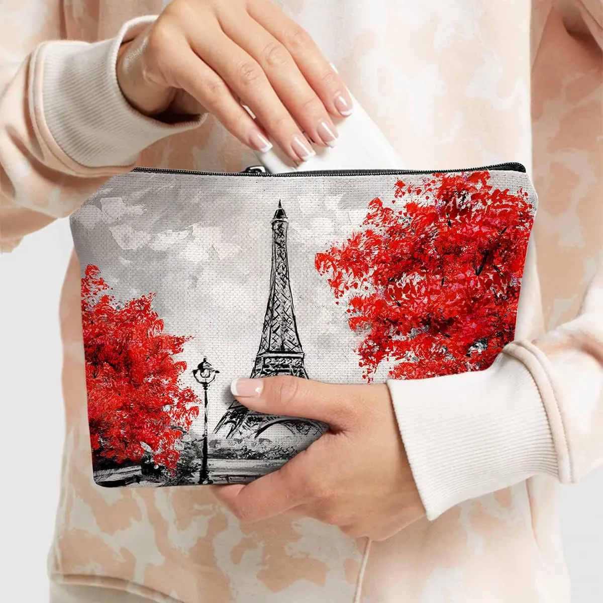 Eiffel Tower Makeup Bag Travel Portable Cosmetic Pouch Waterproof Toiletry Organizer Storage Bag Zipper Pouch For Women