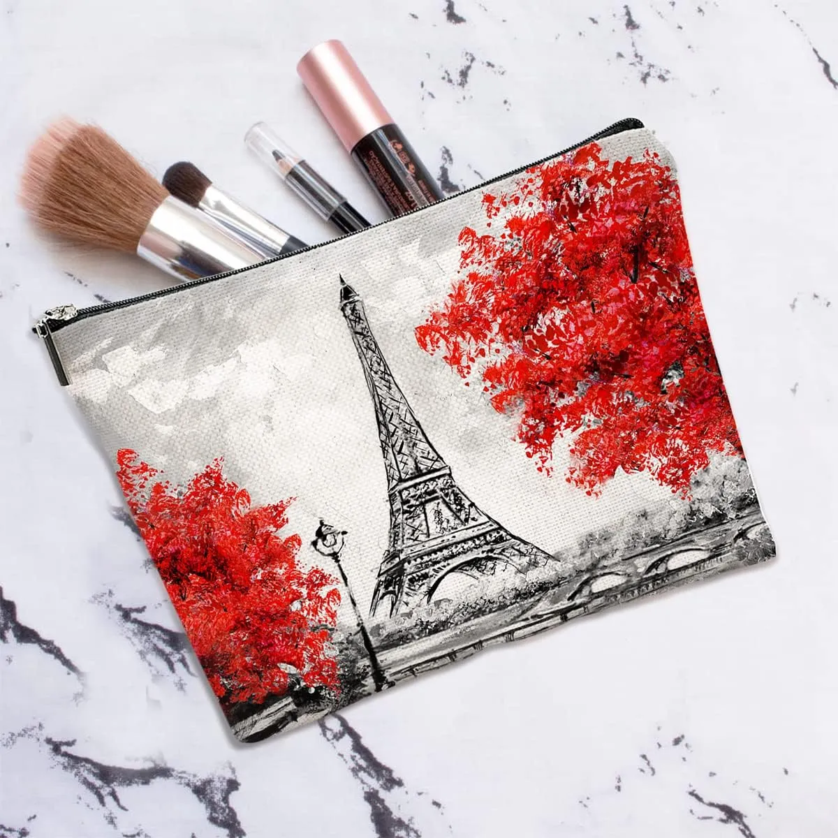 Eiffel Tower Makeup Bag Travel Portable Cosmetic Pouch Waterproof Toiletry Organizer Storage Bag Zipper Pouch For Women