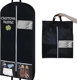 Embroidered Garment Bags for Hanging Clothes - Custom Clear View Dress Covers with 2 Pockets, Travel Essentials Birthday Wedding Gift for Men Women for Clergy Outfits, Cheer Uniforms Closet Storage