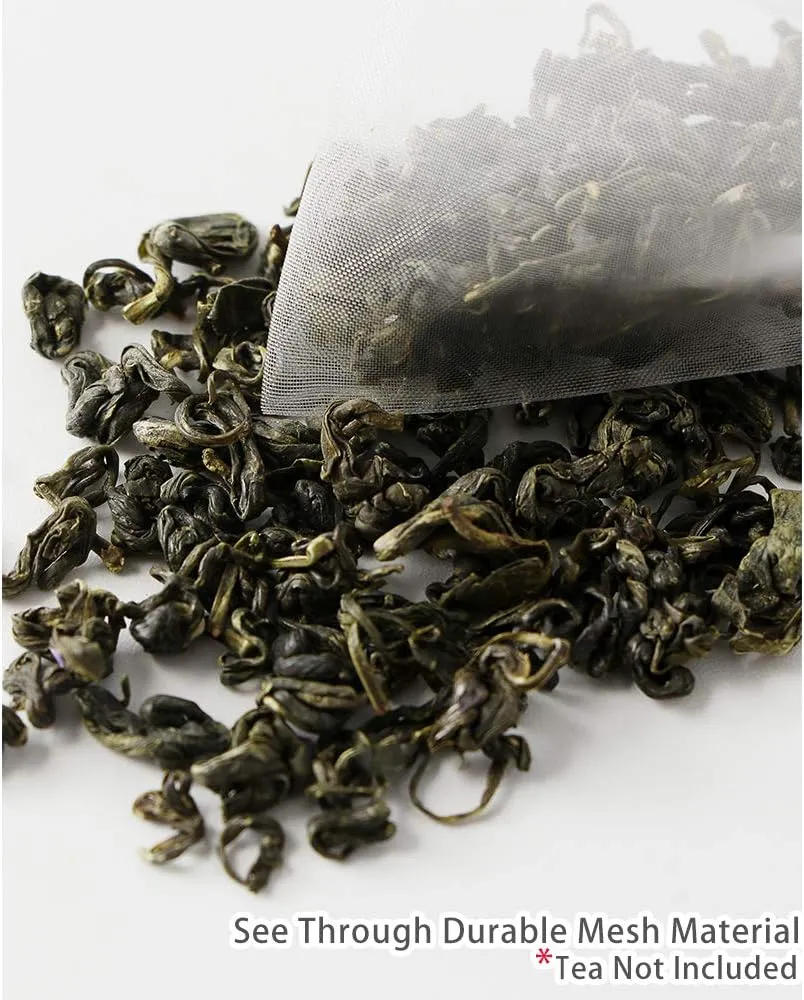 Empty Mesh Tea Infuser Bag Herb Spice Filter Strainer Bags With String Unsealed Single Use 100Pcs