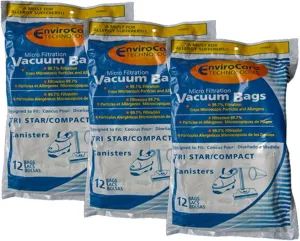 EnviroCare Replacement Micro Filtration Vacuum Cleaner Bags designed to fit TriStar Compact, Miracle Mate, Airstorm, Patriot, MG1, MG2, Tristar EXL Vacuums. 36 Pack