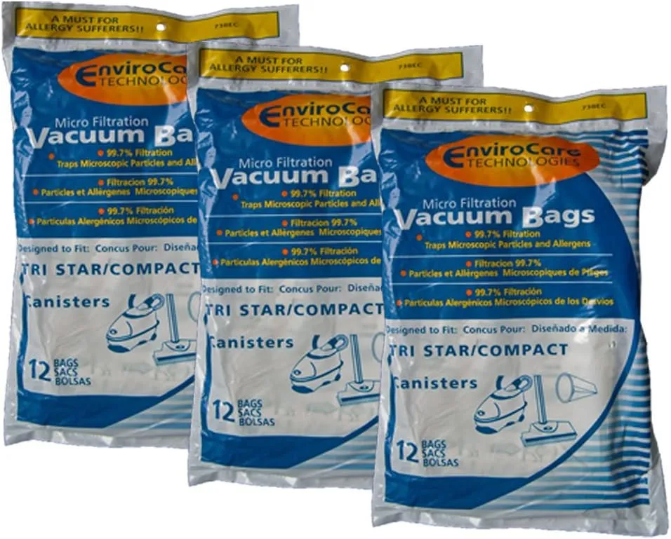 EnviroCare Replacement Micro Filtration Vacuum Cleaner Bags designed to fit TriStar Compact, Miracle Mate, Airstorm, Patriot, MG1, MG2, Tristar EXL Vacuums. 36 Pack