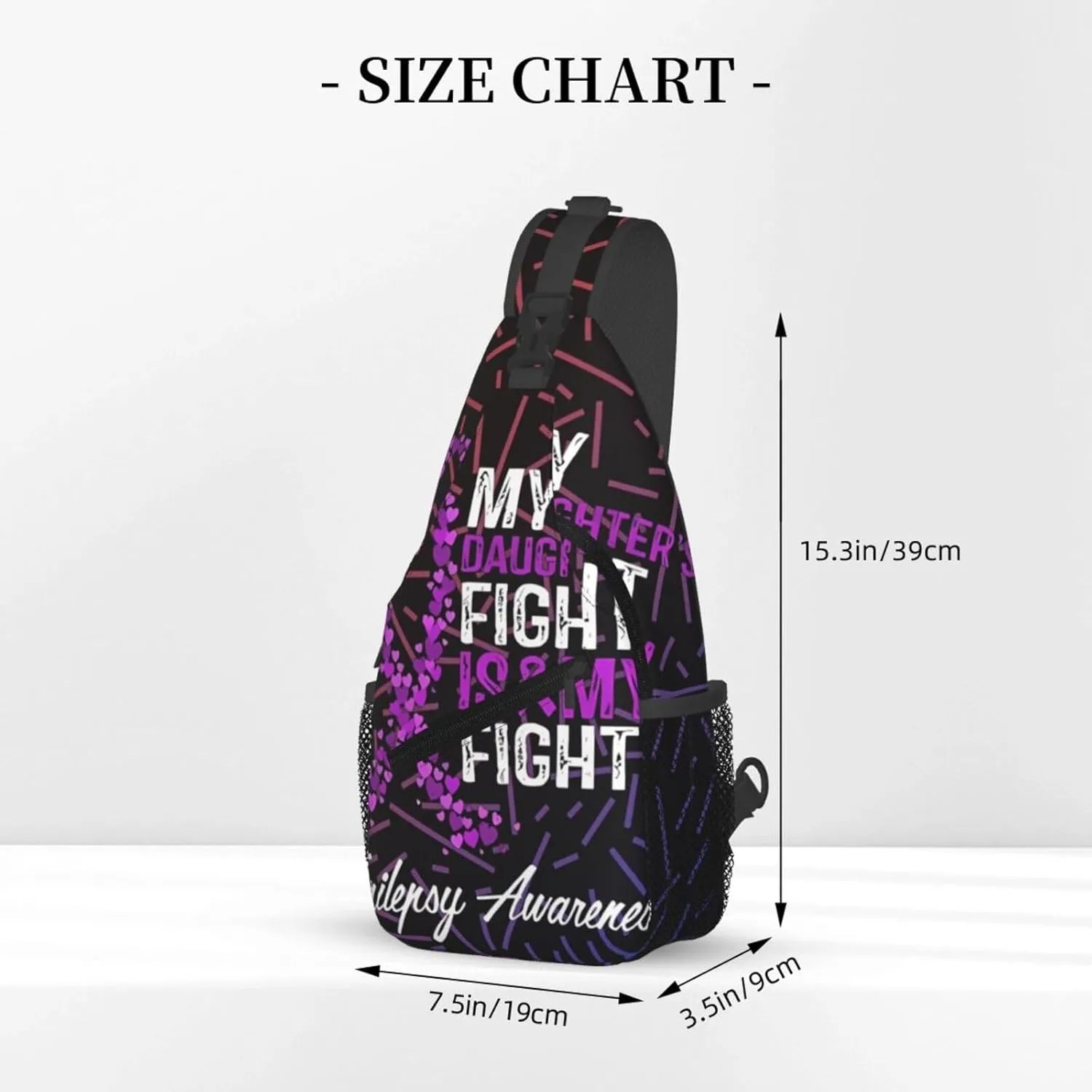 Epilepsy Awareness My Daughter'S Fight Is My Fight Crossbody For Men Women Sling Chest Bag Shoulder Bag Lightweight One Strap Backpack Multipurpose Travel Hiking Daypack