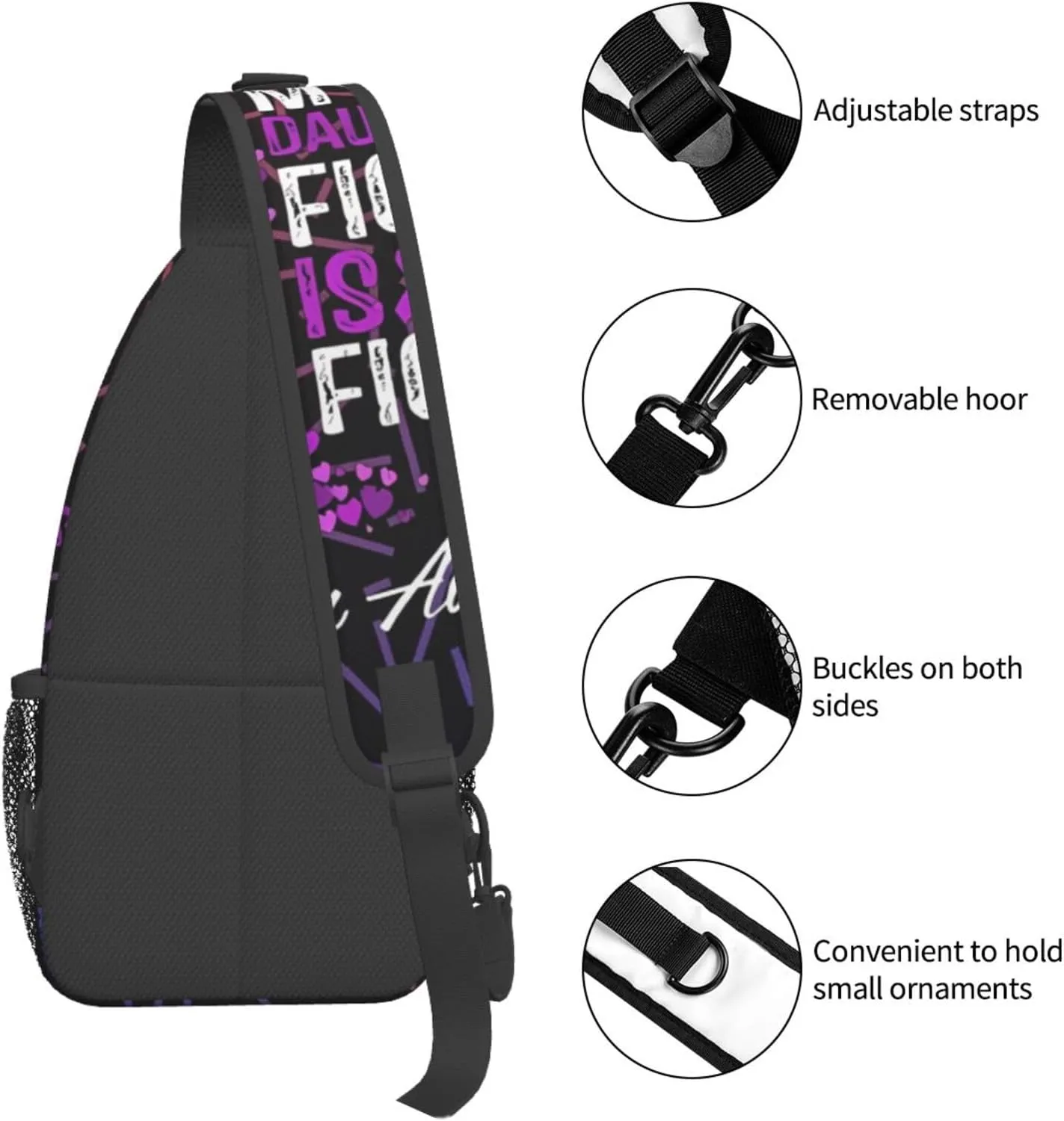 Epilepsy Awareness My Daughter'S Fight Is My Fight Crossbody For Men Women Sling Chest Bag Shoulder Bag Lightweight One Strap Backpack Multipurpose Travel Hiking Daypack