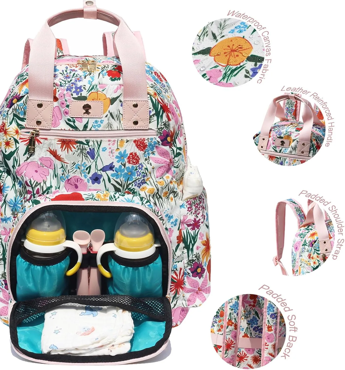 ESVAN Diaper Bag Backpack, Large Capacity Multifunction Baby Essentials Fashion Travel Pack Linen Canvas office Laptop Bag