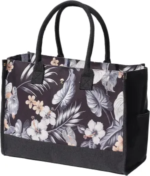 ESVAN Personalized Gifts Canvas Tote Linen Bags Handbags Top Zipper Closure Initial Retro Utility Tote