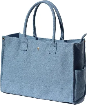 ESVAN Personalized Gifts Canvas Tote Linen Bags Handbags Top Zipper Closure Initial Retro Utility Tote