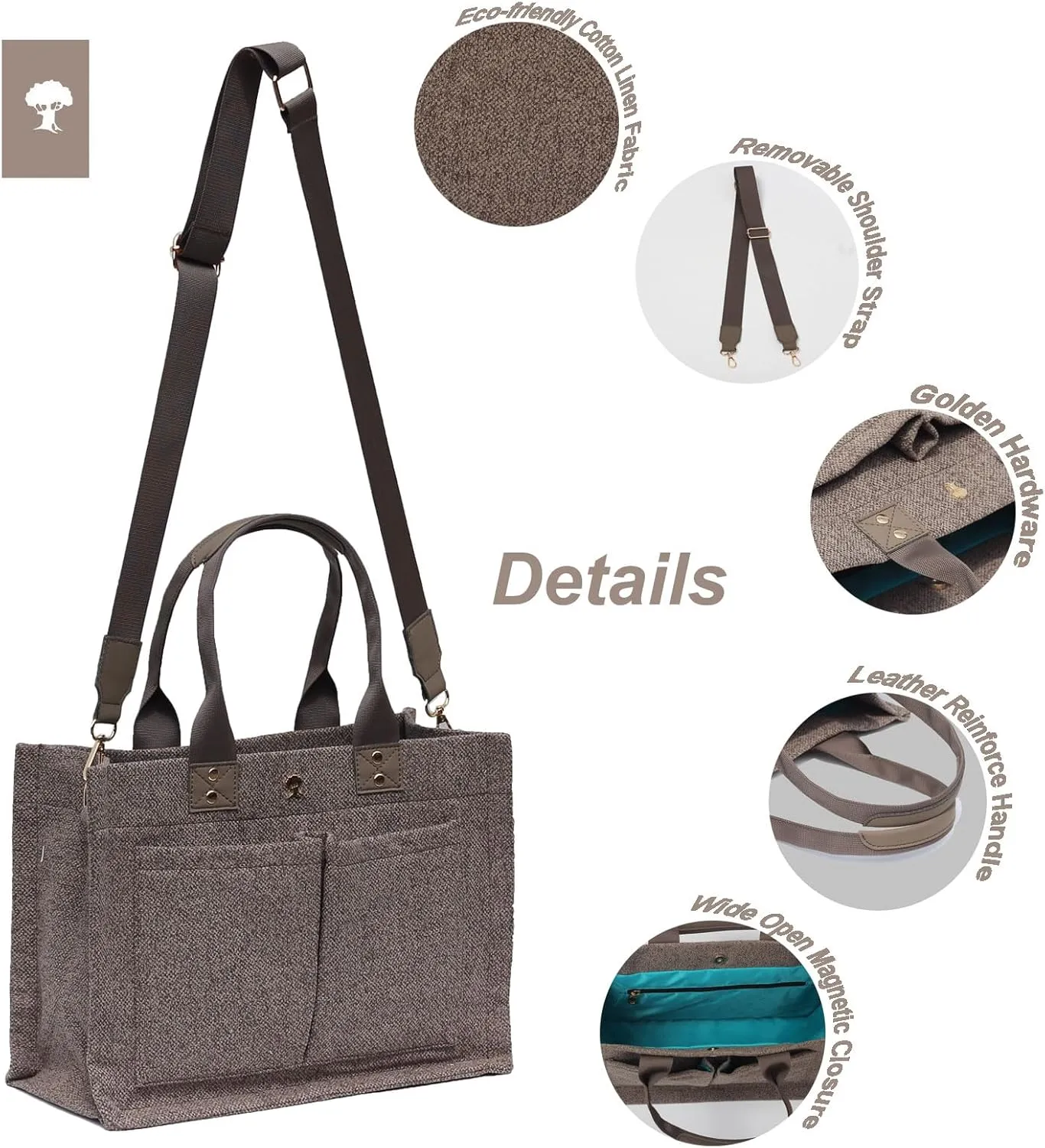 ESVAN Tote Bag for Women Purse Crossbody Bags for Work Diaper Travel Messenger Laptop Bag Handbags