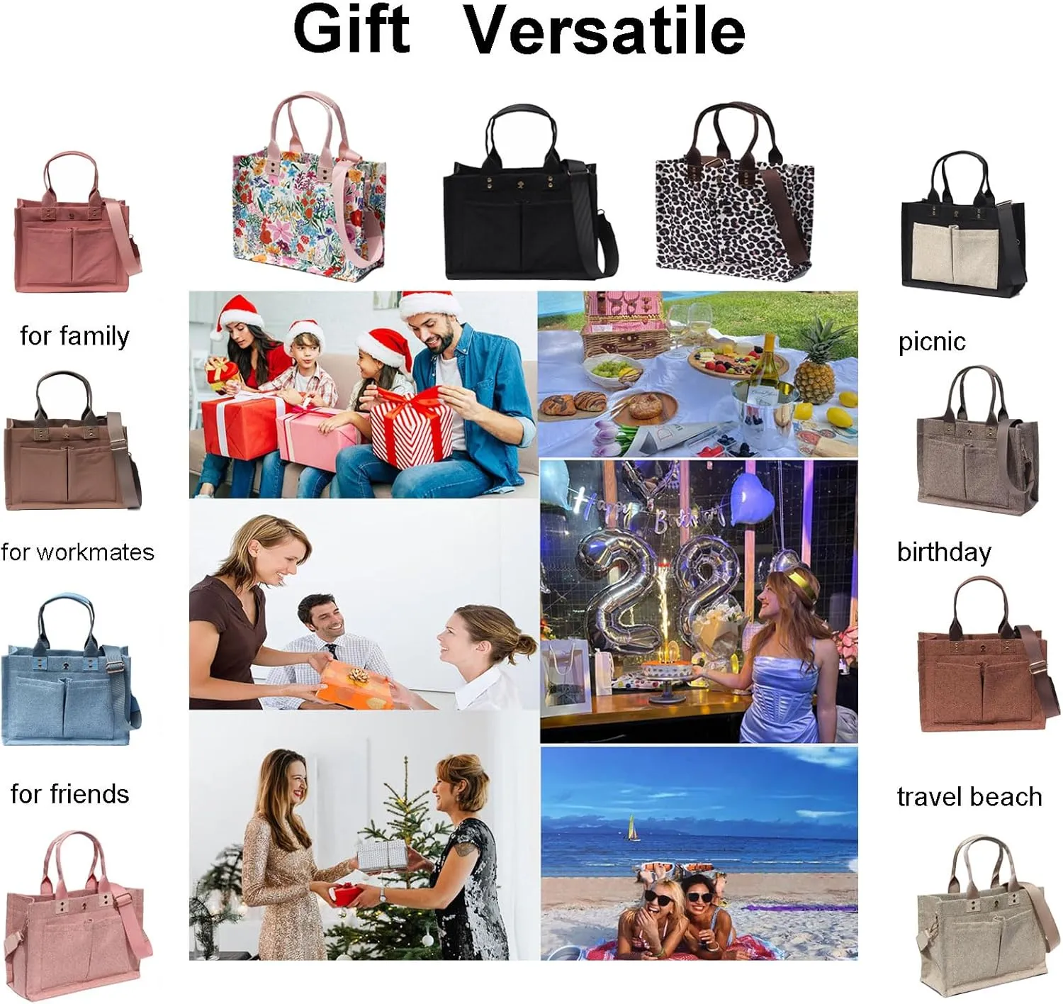 ESVAN Tote Bag for Women Purse Crossbody Bags for Work Diaper Travel Messenger Laptop Bag Handbags