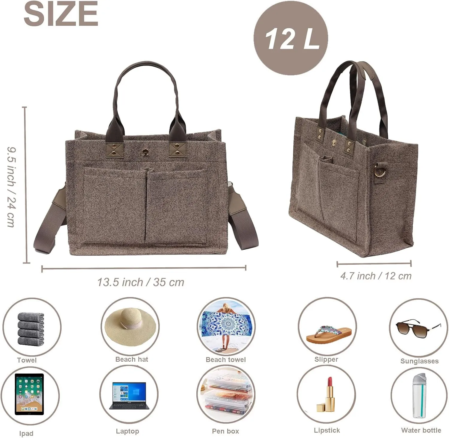 ESVAN Tote Bag for Women Purse Crossbody Bags for Work Diaper Travel Messenger Laptop Bag Handbags
