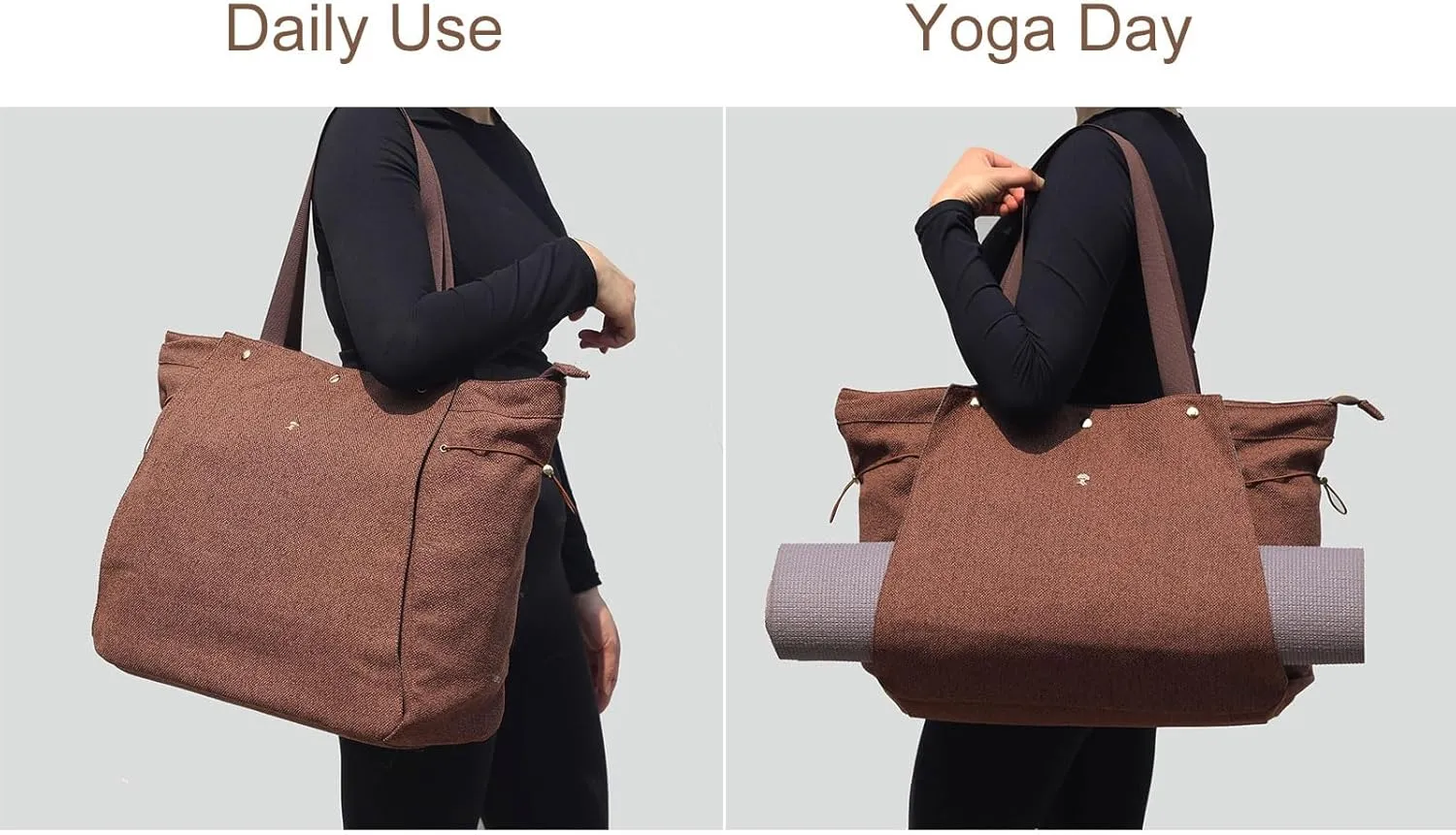 ESVAN Yoga Mat Bag, Gym Bag Tote Bag with Multi Pockets For Women Drawstring Yoga Mat Carrier Pilates Travel Workout Office