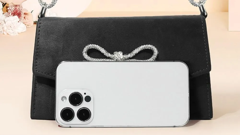 Evening Bag Sparkly Bow Tote Diamond Small Purse Suede Tote Shoulder Bag Clutch Bag Crossbody Bag for Wedding Parties