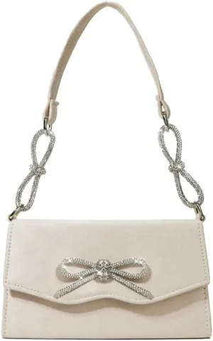 Evening Bag Sparkly Bow Tote Diamond Small Purse Suede Tote Shoulder Bag Clutch Bag Crossbody Bag for Wedding Parties