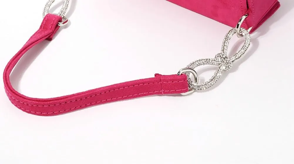 Evening Bag Sparkly Bow Tote Diamond Small Purse Suede Tote Shoulder Bag Clutch Bag Crossbody Bag for Wedding Parties