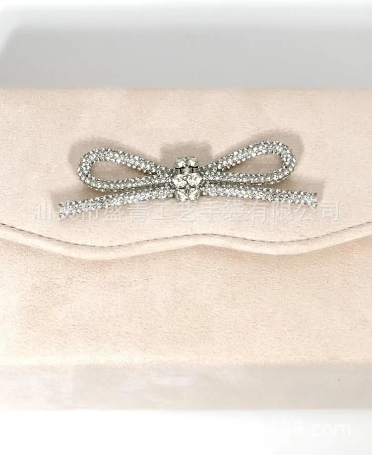 Evening Bag Sparkly Bow Tote Diamond Small Purse Suede Tote Shoulder Bag Clutch Bag Crossbody Bag for Wedding Parties