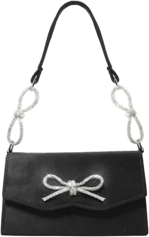 Evening Bag Sparkly Bow Tote Diamond Small Purse Suede Tote Shoulder Bag Clutch Bag Crossbody Bag for Wedding Parties