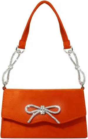 Evening Bag Sparkly Bow Tote Diamond Small Purse Suede Tote Shoulder Bag Clutch Bag Crossbody Bag for Wedding Parties