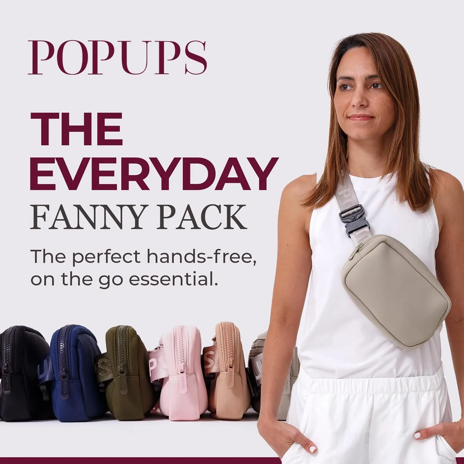 Everyday Fanny Pack Tan - Versatile Crossbody Belt Bags, Water-Resistant Neoprene Sling Bags, Fashion Waist Packs for Travel and daily Use
