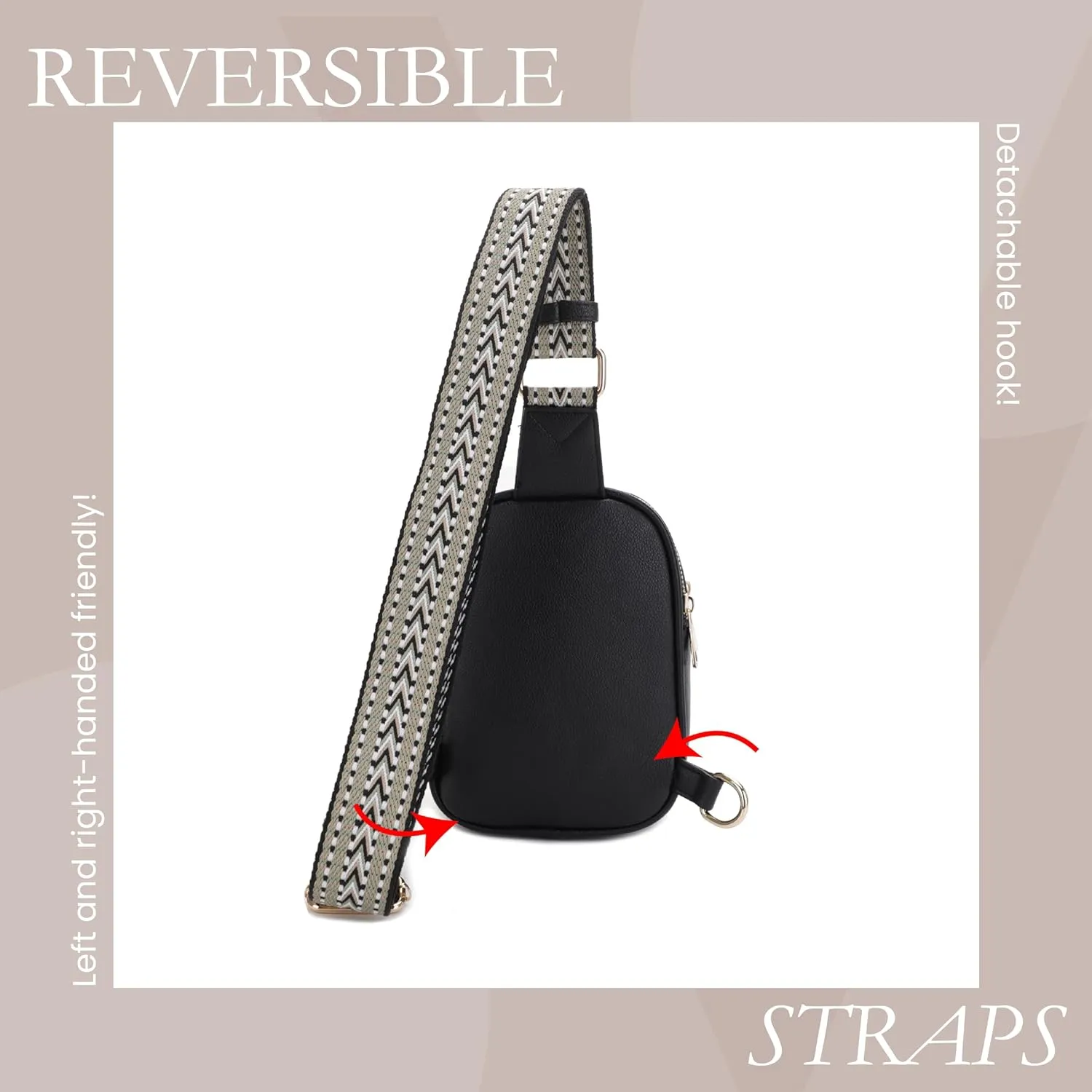 EVVE Small Sling Bag for Women Trendy Crossbody Purses Chest Bags Lightweight Travel Bag with Webbing Strap