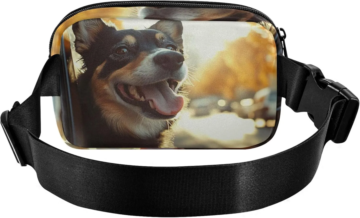 Excited Dog Car Window Breeze Women Fanny Packs Belt Bag Hip Pouch Waterproof Bright Colored Crossbody Waist Pack