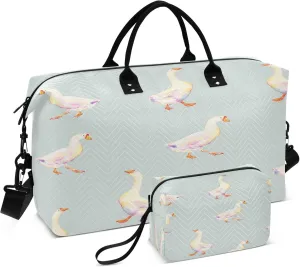 Exnundod Cute Watercolor Goose Travel Duffel Bags for Women Sports Gym Bag Weekender Carry On Tote Overnight Luggage Duffle Bags