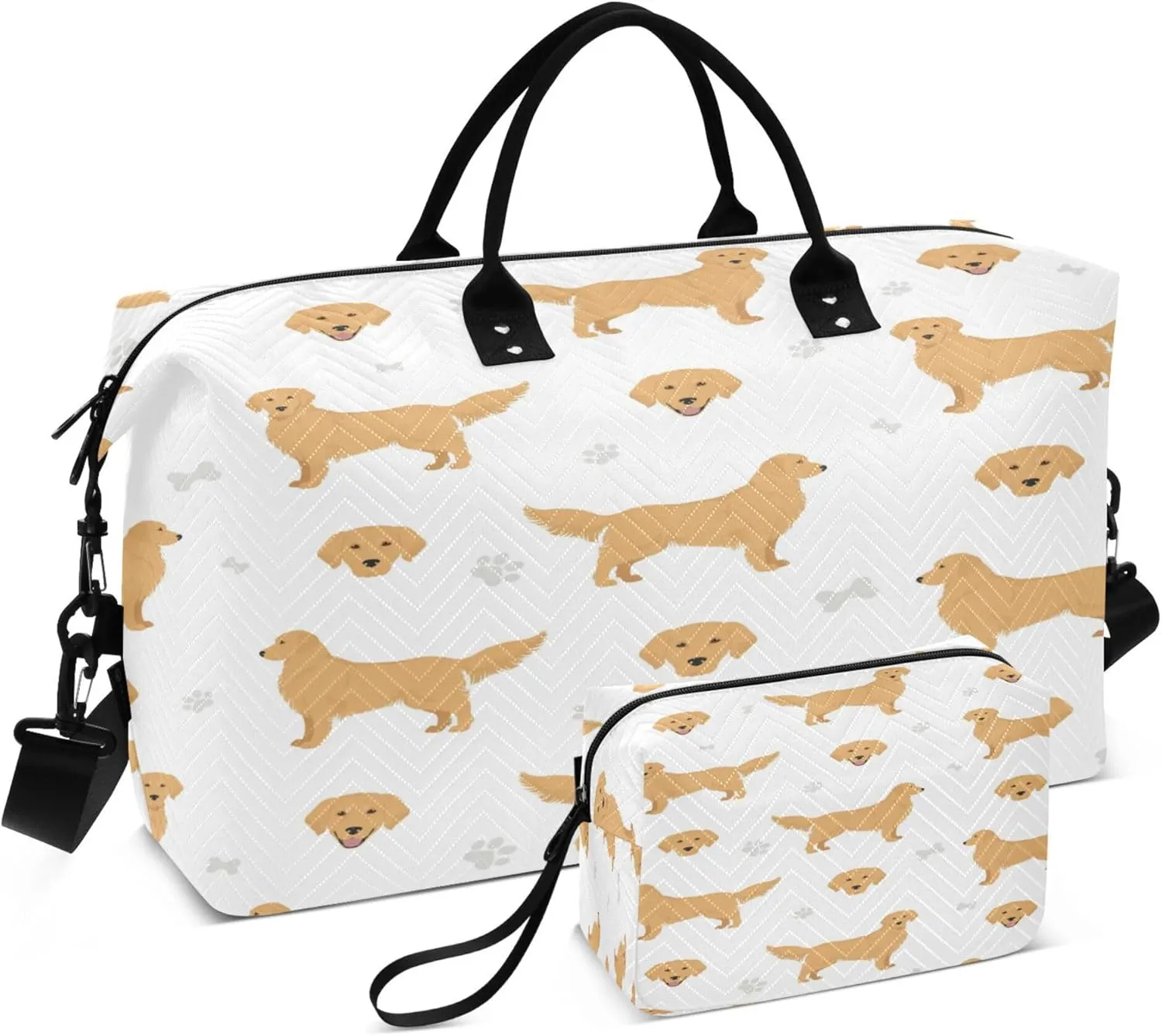 Exnundod Golden Retriever Dogs Travel Duffel Bags for Women Cartoon Dog Face Sports Gym Bag Weekender Carry On Tote Overnight Luggage Duffle Bags