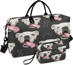 Exnundod Muzzle Face Dog with Tongue Travel Duffel Bags for Women Sports Gym Bag Weekender Carry On Tote Overnight Luggage Duffle Bags