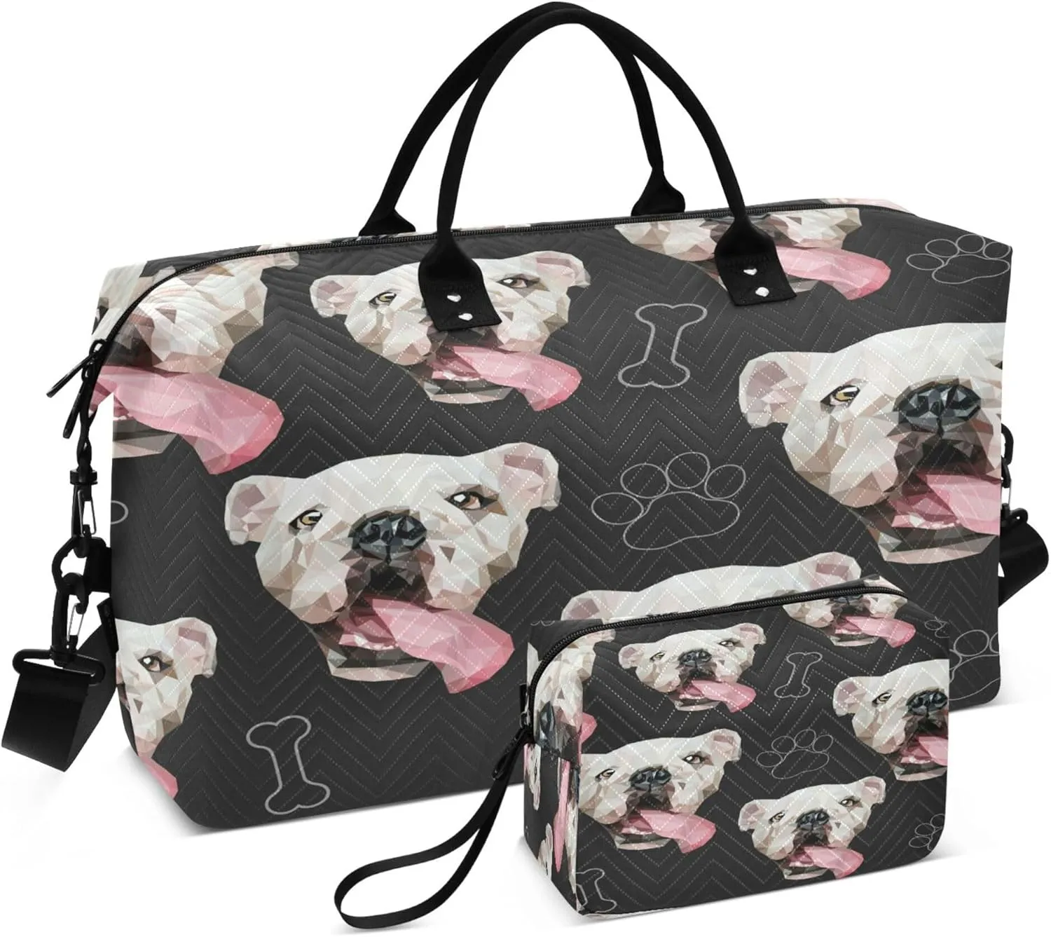 Exnundod Muzzle Face Dog with Tongue Travel Duffel Bags for Women Sports Gym Bag Weekender Carry On Tote Overnight Luggage Duffle Bags