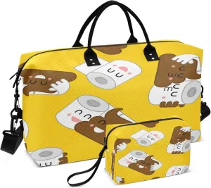 Exnundod Shit and Toilet Paper Couples Travel Duffel Bags for Women Sports Gym Bag Weekender Carry On Tote Overnight Luggage Duffle Bags