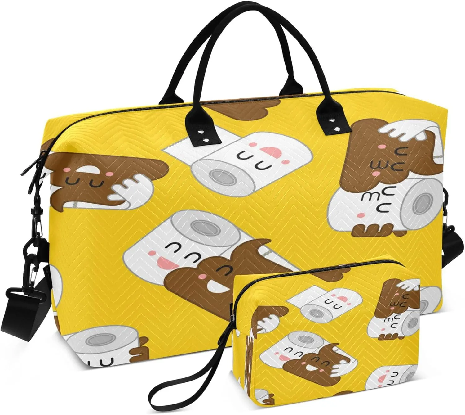Exnundod Shit and Toilet Paper Couples Travel Duffel Bags for Women Sports Gym Bag Weekender Carry On Tote Overnight Luggage Duffle Bags