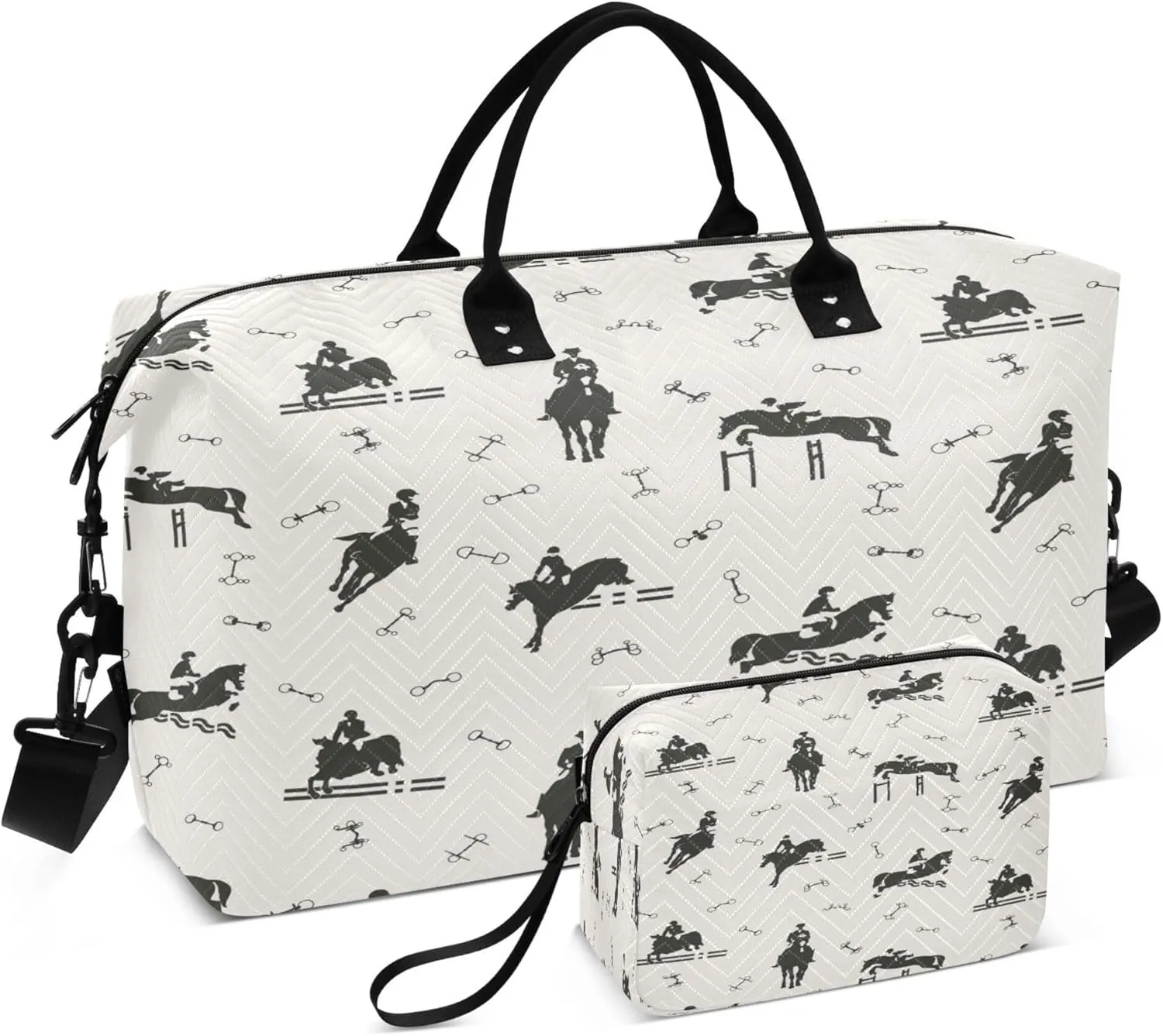 Exnundod Travel Duffel Bags Equestrian Sport Themed Sports Gym Bag Weekender Carry On Tote Overnight Luggage Bags for Women and Men