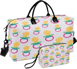 Exnundod Travel Duffel Bags Pacifier Seamless Pattern Sports Gym Bag Weekender Carry On Tote Overnight Luggage Bags for Women and Men