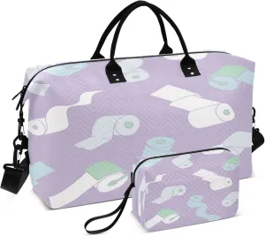 Exnundod Women Weekender Bags Toilet Paper Seamless Pattern Gym Bags Carry On Overnight Duffle Large Duffle Tote Hospital Bag for Business Trip, Yoga