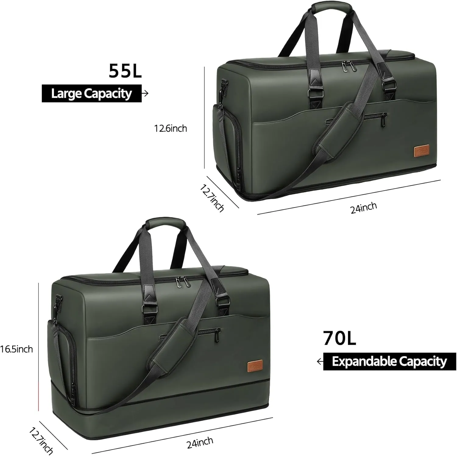 Expandable 55/70L Duffle Bag for Travel,Travel Bag for Men,Carry on Weekend Bag with Shoe Compartment,Waterproof Gym Bags Overnight Bag for Men Women