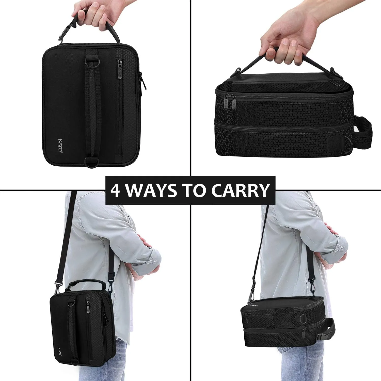 Expandable Insulated Lunch Bag, Leakproof Flat Lunch Cooler Tote with Shoulder Strap for Men and Women, Suitable for Work & Office by Tirrinia, Black