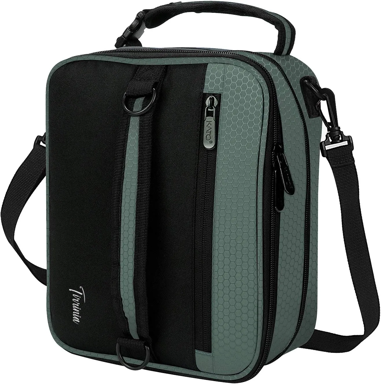Expandable Insulated Lunch Bag, Leakproof Flat Lunch Cooler Tote with Shoulder Strap for Men and Women, Suitable for Work & Office by Tirrinia, Grey