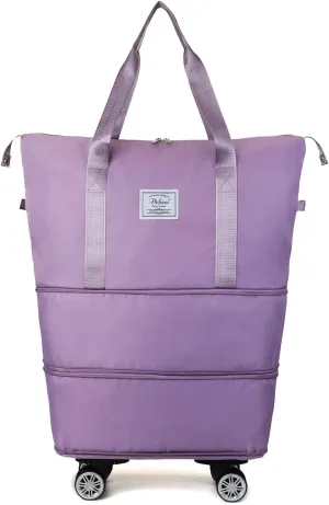 Expandable Large Capacity Weekender and Gym Tote for Women: Versatile Travel Duffel with Detachable Wheels and Dry-Wet Separation, Water-Resistant - Ideal Carry On Bag