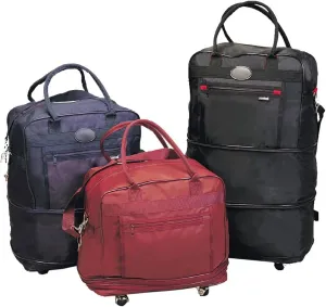 EXPANDABLE TRAVEL ROLLING TOTE WITH WHEELS (BURGUNDY)