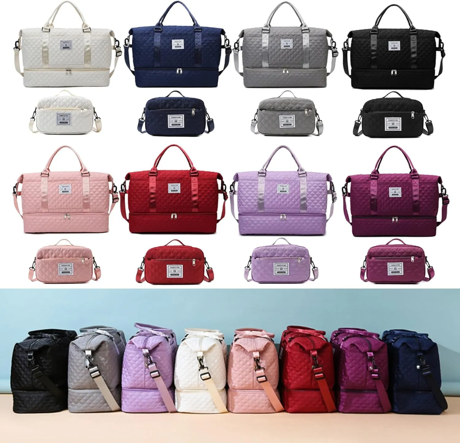 Expandable Weekender Bag for Women - Waterproof Large Capacity Travel Duffle with Multi-Compartment Organizer, Weekend Trips & Business Travel (light purple)