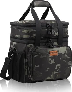 Expandable XLarge Lunch Box, Insulated Heavy Duty Lunch Bag Waterproof Leakproof Durable Cooler Bag for Men Women Adults Work Construction Camping Trip, 22L, Black-Camo