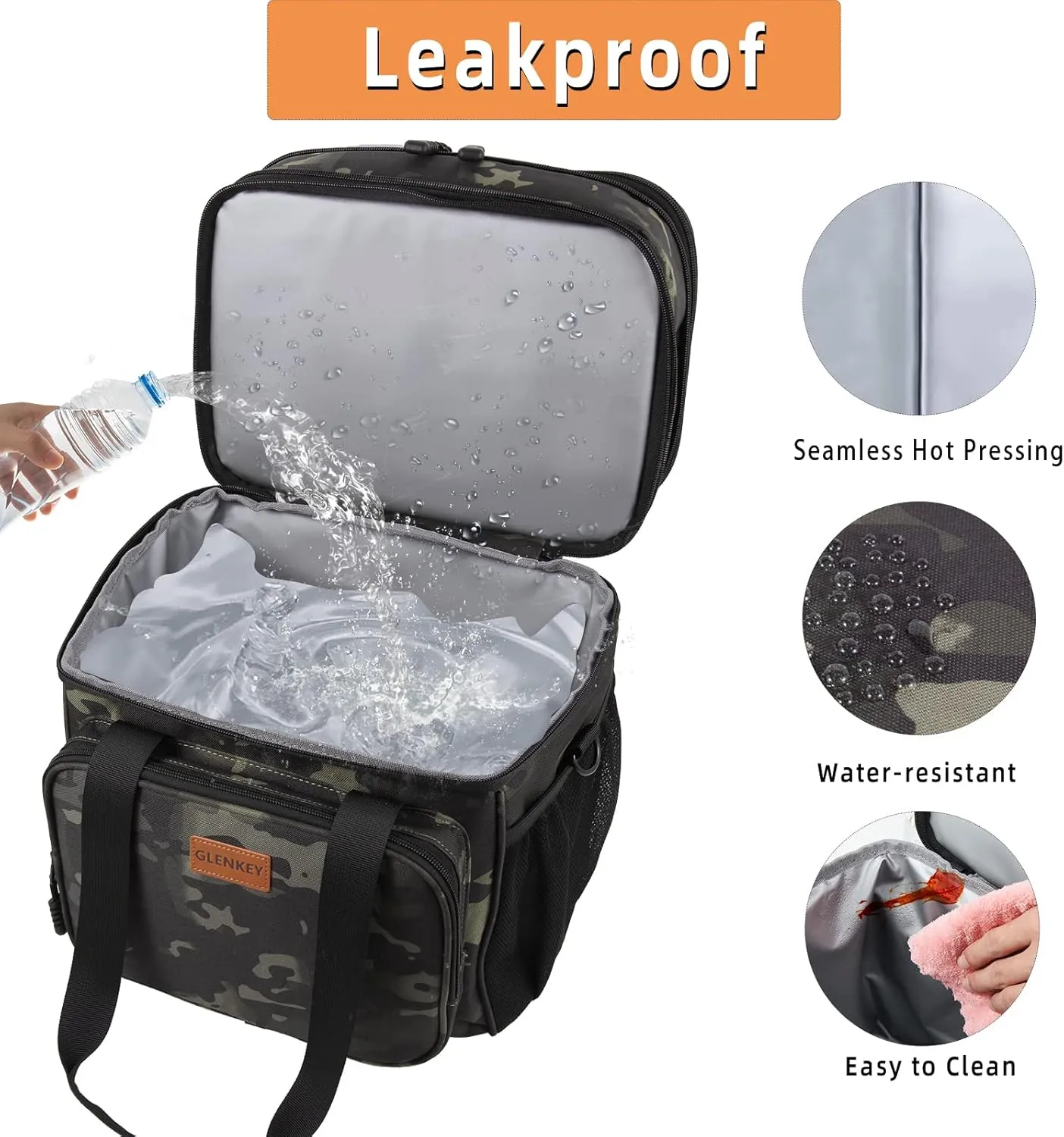 Expandable XLarge Lunch Box, Insulated Heavy Duty Lunch Bag Waterproof Leakproof Durable Cooler Bag for Men Women Adults Work Construction Camping Trip, 22L, Black-Camo